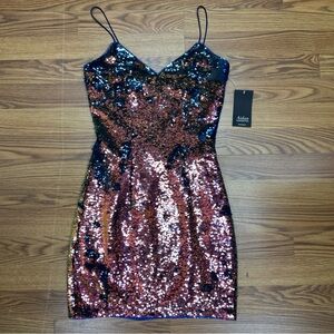 Aidan Mattox Flip Sequin Mini Cocktail Dress Size 2 NWT